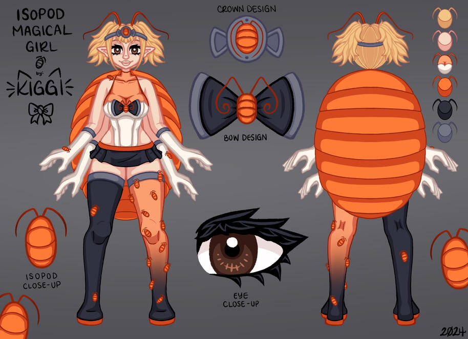 an orange isopod magical girl